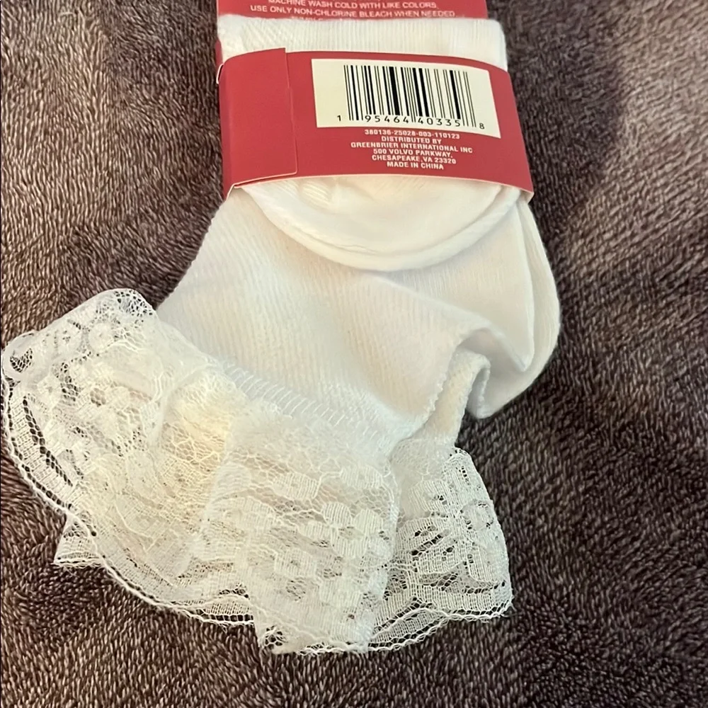 Juncture White Lace Trim Ankle Socks Accessories